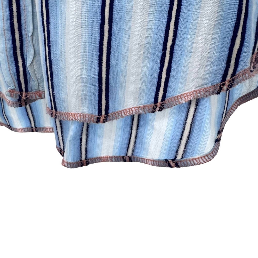 ARNOLD ZIMBERG BLUE & WHITE STRIPED COTTON LONG SLEEVE SHIRT - Picture 6 of 10